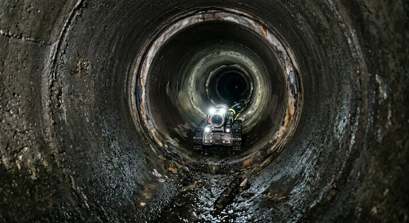Robotic sewer camera inspecting pipe interior for Drain Snake Service in Sky Lake